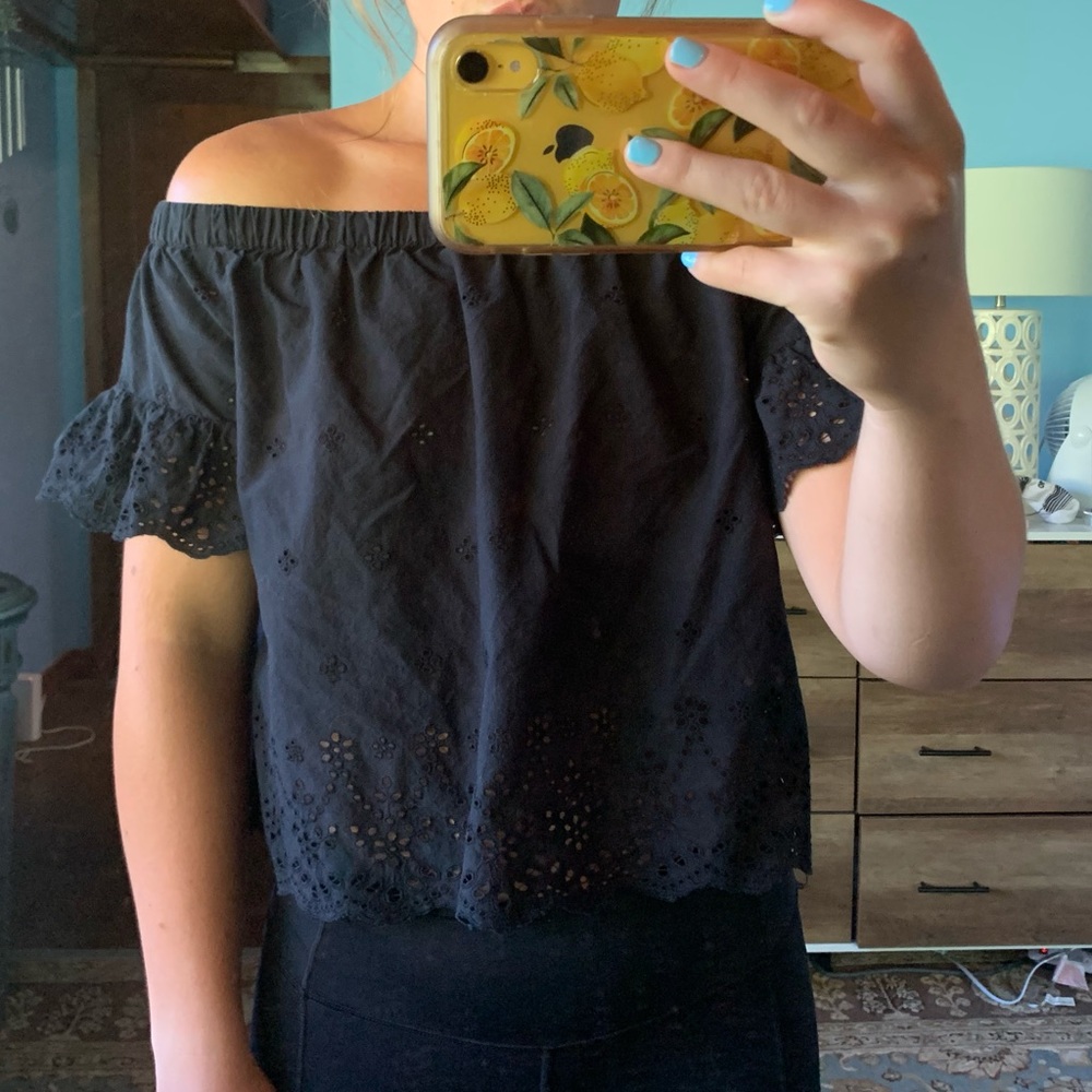 Madewell off the shoulder cropped blouse
